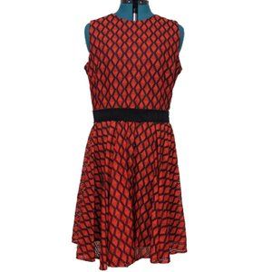 Red & Black Knit Dress w/Belt Size:18